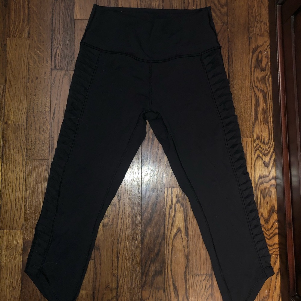 Lululemon Sheer Ruffel Black Leggings